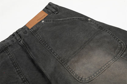 Washed Denim Curved Knife Pants | Tajstylo