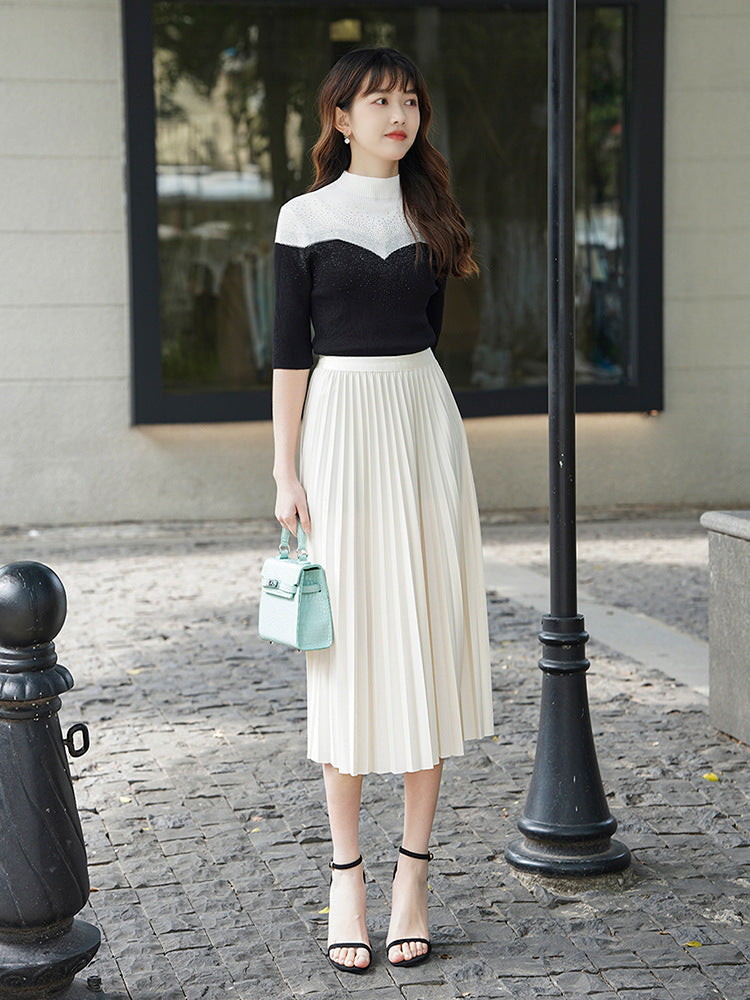 Solid Pleated Skirt for Women | Tajstylo