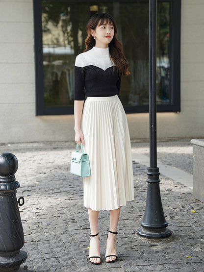 Solid Pleated Skirt for Women | Tajstylo
