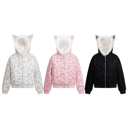 Cartoon Dog Hooded Fleece Coat | Tajstylo