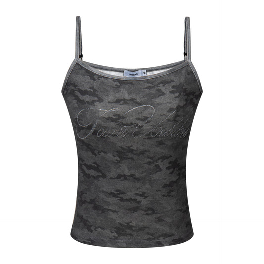 Woman wearing trendy slim fit strap top in a casual setting