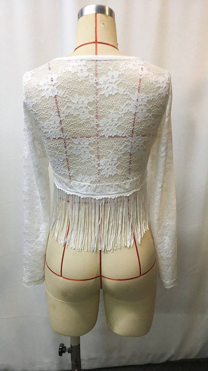 Elegant Lace Tassel Hollow Out Top | Tajstylo