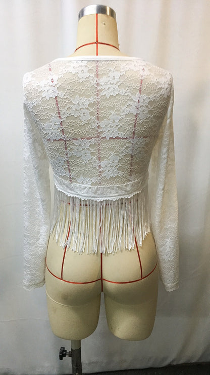 Elegant Lace Tassel Hollow Out Top | Tajstylo