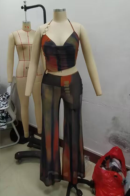 Flattering Mesh Printed Jumpsuit | Tajstylo