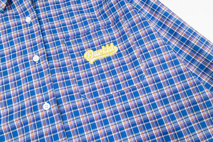 Embroidered Letter Plaid Shirt | Tajstylo