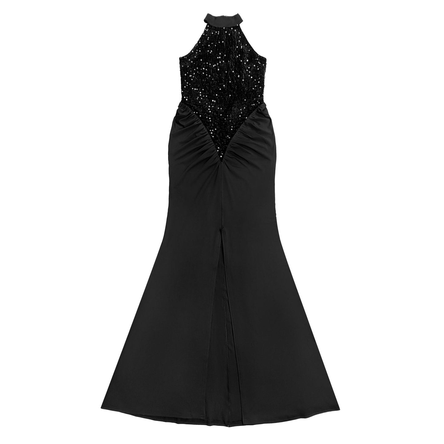 Fitted Sequin Velvet Split Dress | Tajstylo