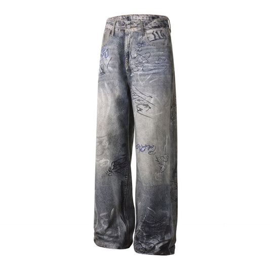 Retro Graffiti Jeans for Women | Tajstylo