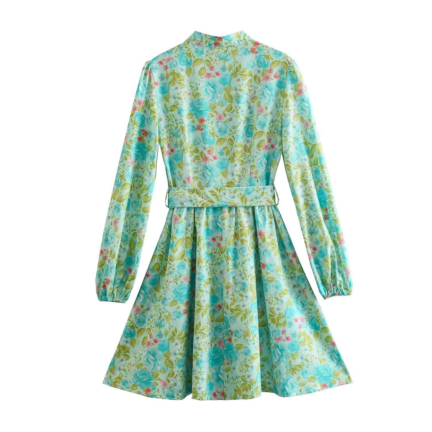 Casual Printed A-Line Dress with Long Sleeves | Tajstylo