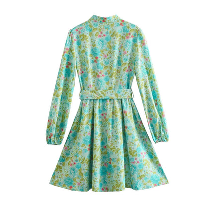 Casual Printed A-Line Dress with Long Sleeves | Tajstylo