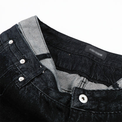 Two Color Block Denim Straight Leg Pants | Tajstylo