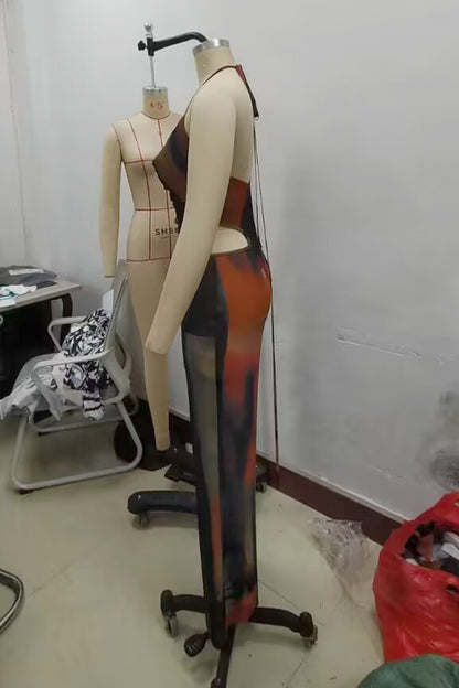 Flattering Mesh Printed Jumpsuit | Tajstylo