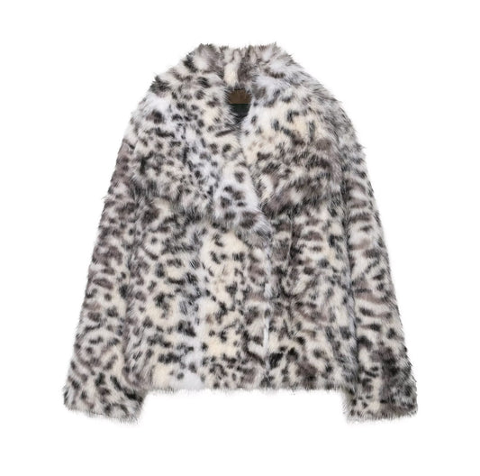 Print Faux Fur Jacket | Tajstylo
