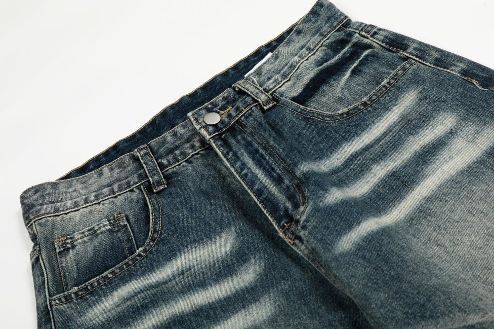 Loose Fit Distressed Blue Denim Jeans | Tajstylo