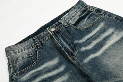 Loose Fit Distressed Blue Denim Jeans | Tajstylo