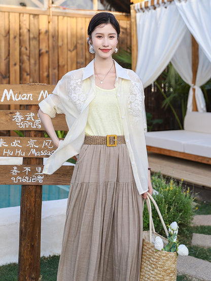 Belt Double Pocket Skirt | Tajstylo