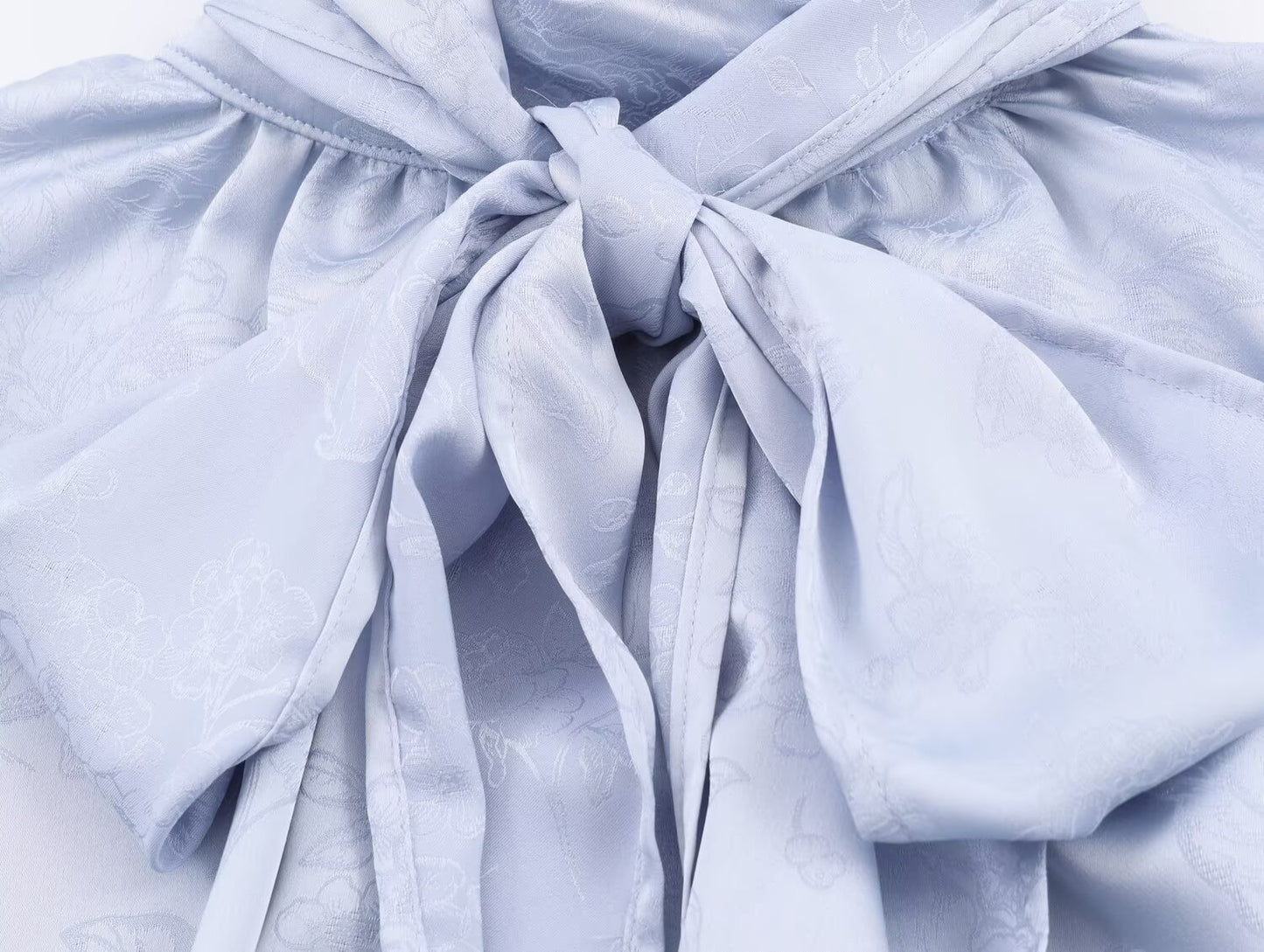 Embroidered Satin Bow Detail Blouse | Tajstylo