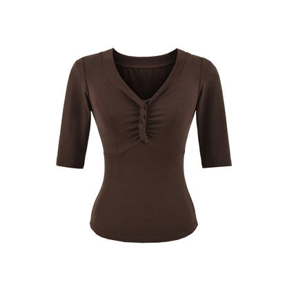 V-Neck Short Sleeve Top for Women | Tajstylo
