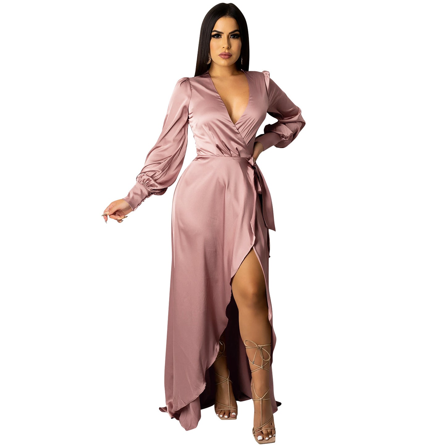 Deep V Neck Bandage Maxi Dress | Tajstylo