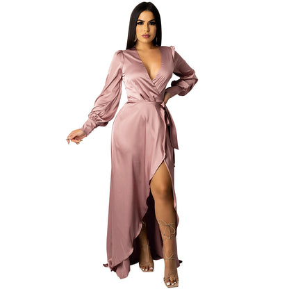 Deep V Neck Bandage Maxi Dress | Tajstylo