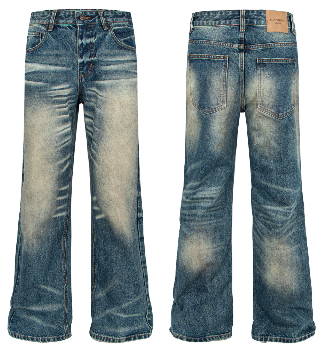 Distressed Deep Blue Flared Jeans | Tajstylo