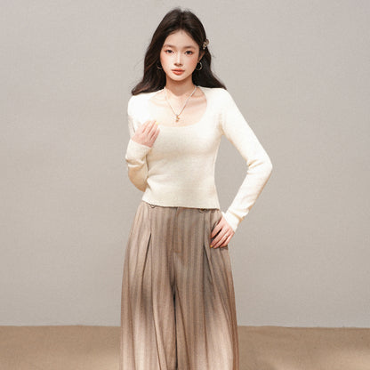 Woman wearing Short Knit Sweater in a casual setting