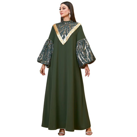 Sequin Patchwork Long Sleeve Dress | Tajstylo