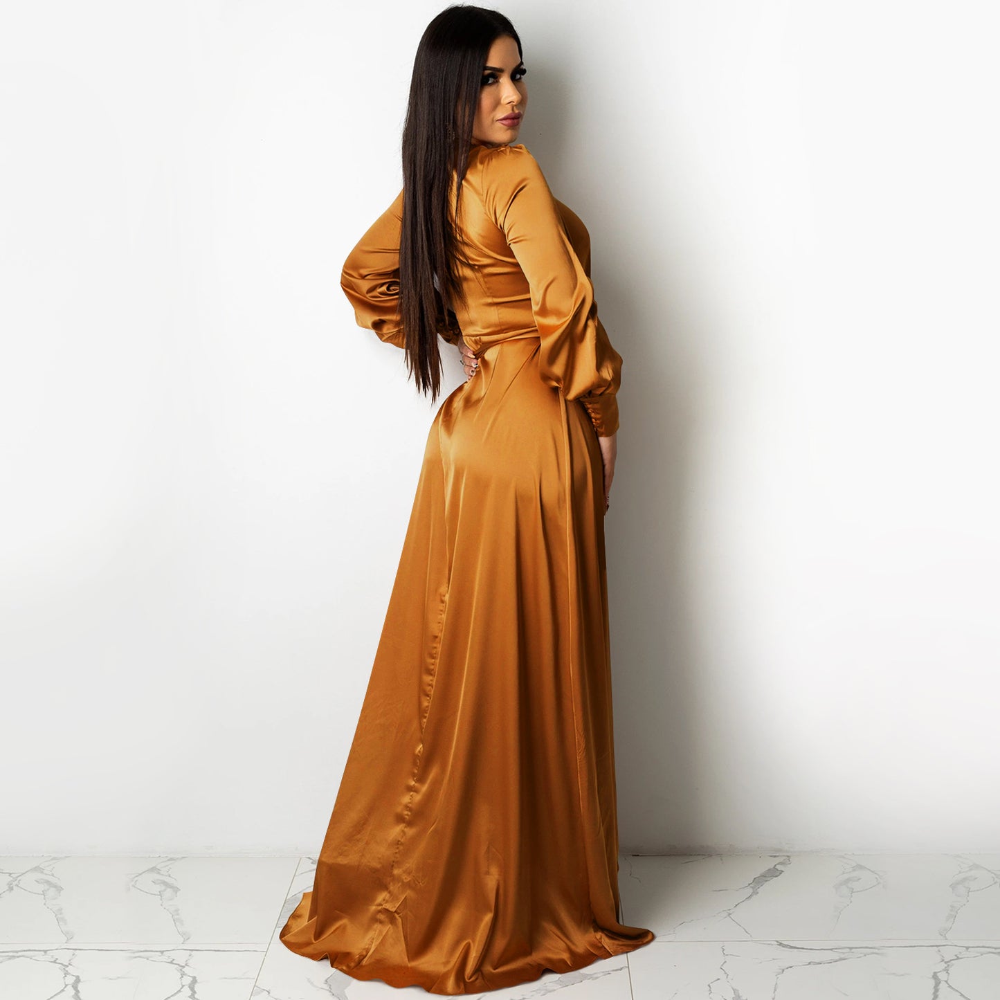 Deep V Neck Bandage Maxi Dress | Tajstylo