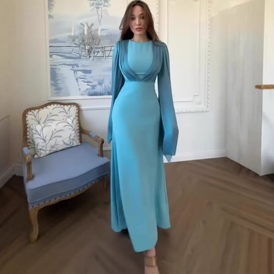 Long Sleeve Gradient Color Dress | Tajstylo