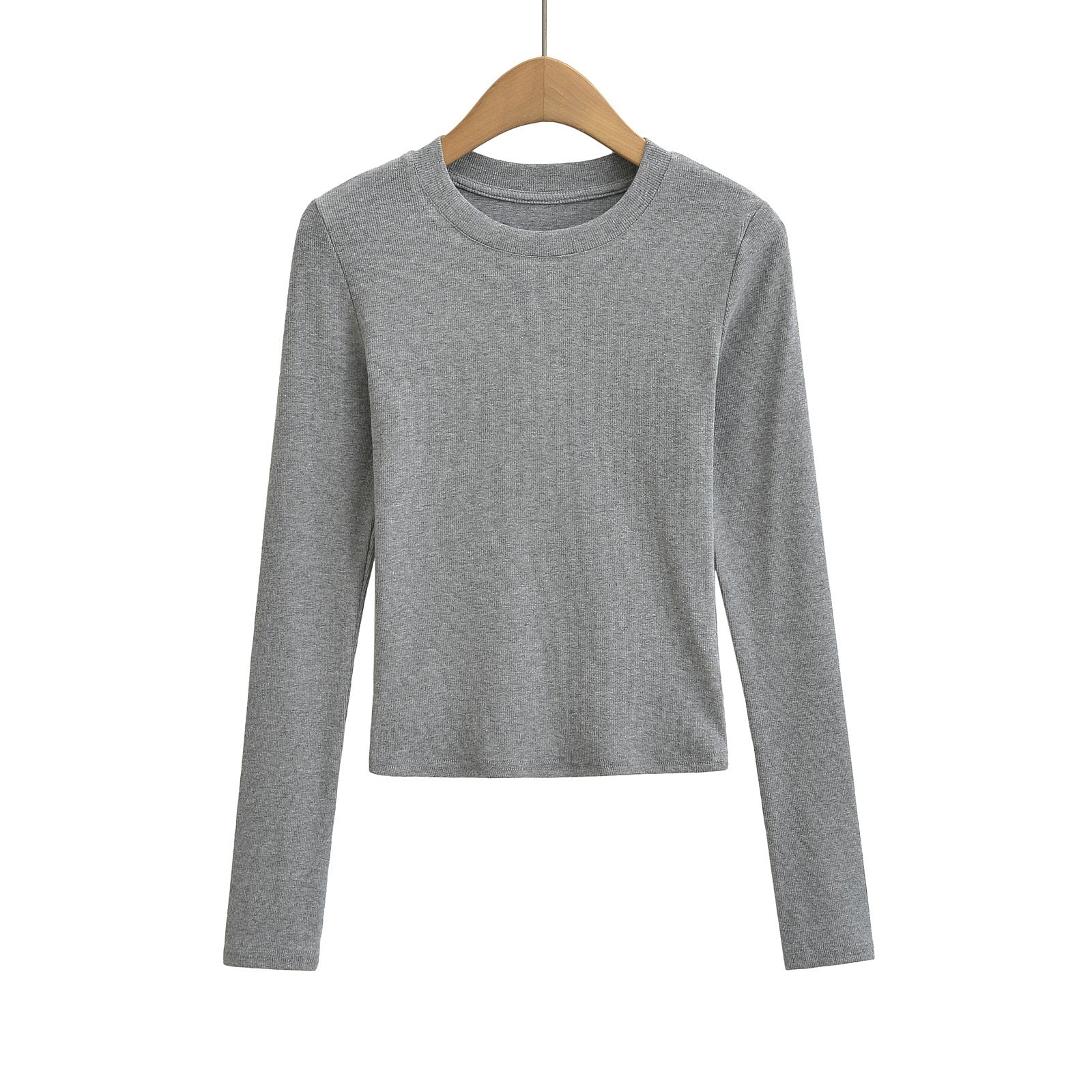 Woman wearing Slim Fit Long Sleeve T-Shirt in a casual setting