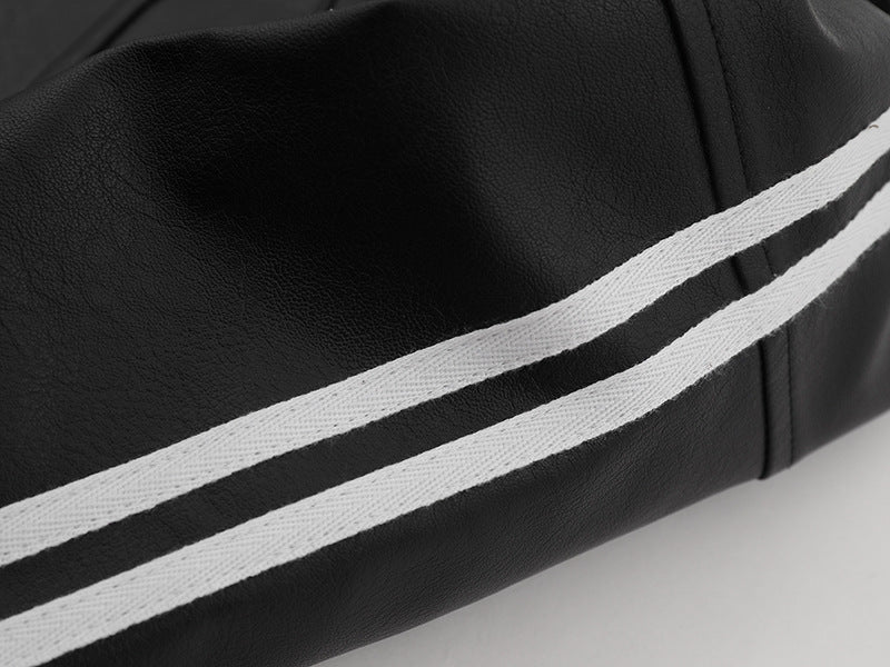 Striped Leather Jacket | Tajstylo