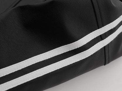 Striped Leather Jacket | Tajstylo