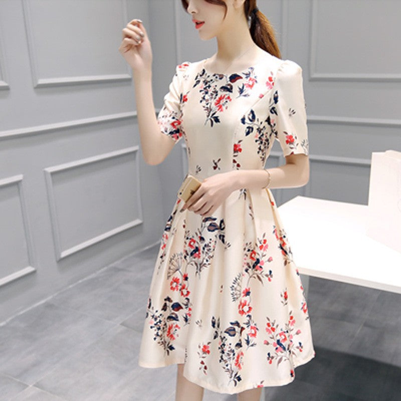 Woman wearing Chic Korean Style Mid Length Dress in a casual setting