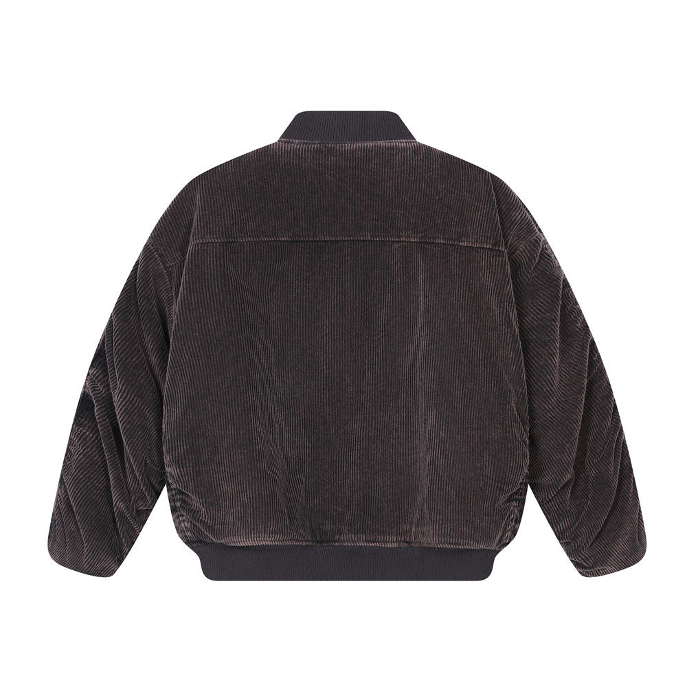 Woman wearing Fake Corduroy Short Jacket in a casual outdoor setting