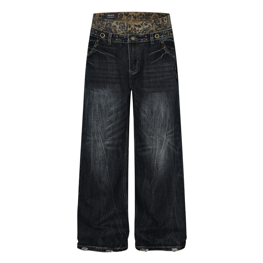Woman wearing Black Denim Straight Leg Jeans in an urban setting
