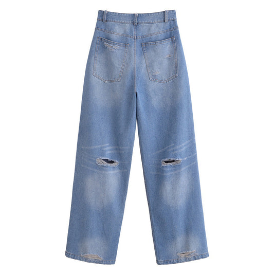 Vintage Distressed Long Jeans | Tajstylo