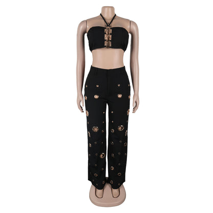 Flattering Ripped Fitted Two-Piece Nightclub Outfit | Tajstylo