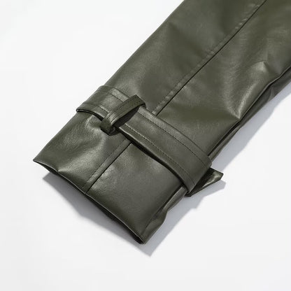Long Lace Up Leather Jacket | Tajstylo