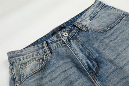 Washed Blue Denim Wide Leg Pants | Tajstylo