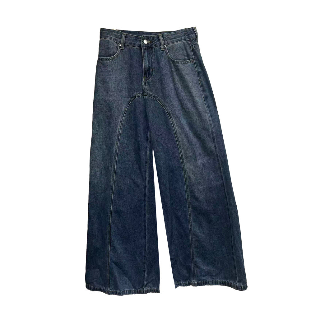 Woman wearing Retro Wide Leg Denim Pants in a casual setting