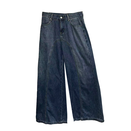 Woman wearing Retro Wide Leg Denim Pants in a casual setting
