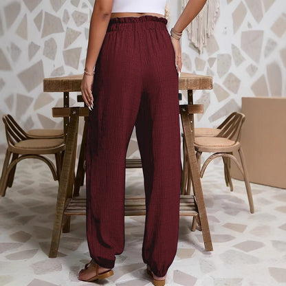 Elastic Solid Color Pants for Women | Tajstylo