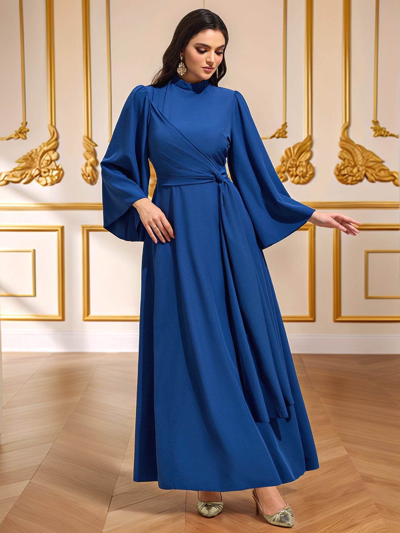 Solid Color Elegant Waist Cinching Dress | Tajstylo