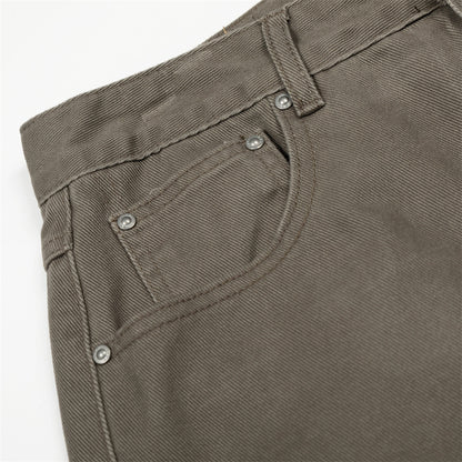 Woman wearing Loose Straight Fit Denim Pants in a casual street setting