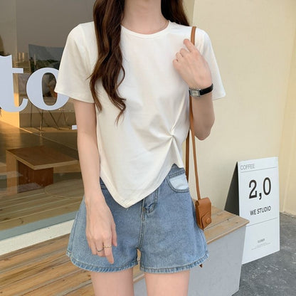 Slim Fit Short Sleeve Crop Top | Tajstylo