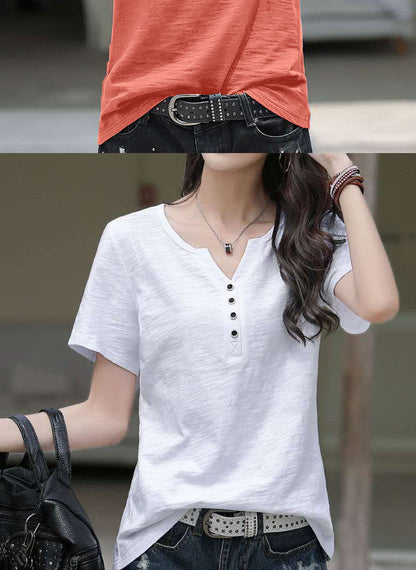 Loose Plus Size V-Neck Short Sleeve Casual T-Shirt | Tajstylo
