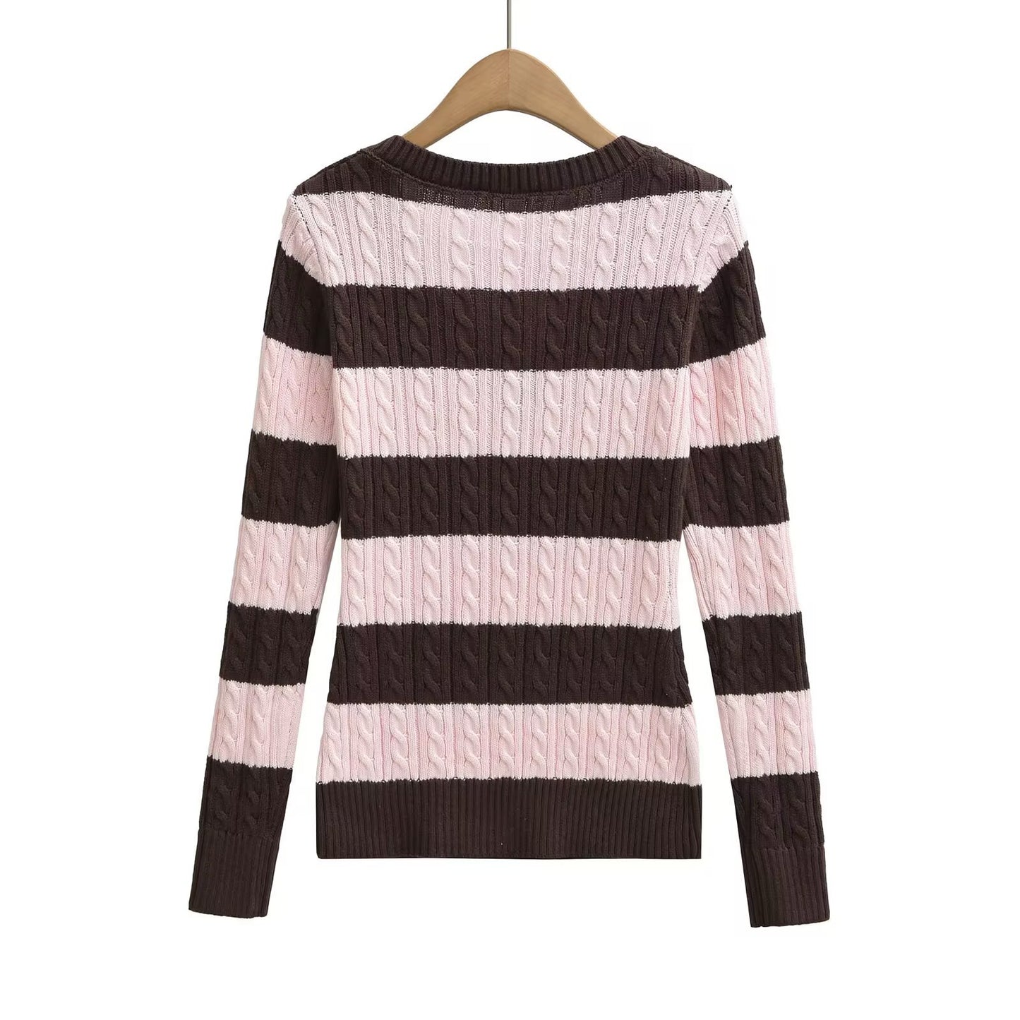 Slim Fit V-Neck Striped Sweater | Tajstylo