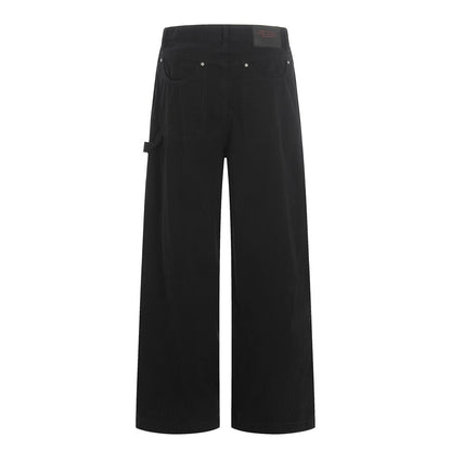 Distressed Black Denim Straight Leg Pants | Tajstylo