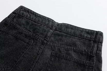 Dark Leopard Print Straight Leg Jeans | Tajstylo