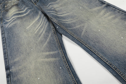 White Washed Denim Straight Leg Pants | Tajstylo