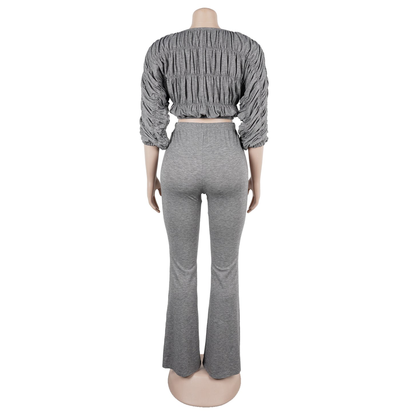 Flattering Two Piece Set with Crop Top and Flared Pants | Tajstylo